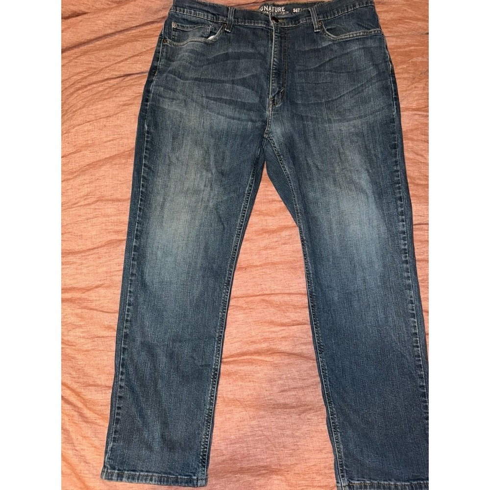 Signature by Levi‎ Strauss Mens S67 Athletic Fit Jeans Blue 40x30 Stretch Denim
